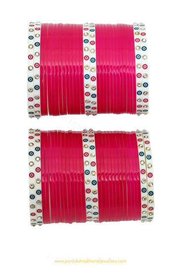 Raani Pink Colour Dotted Bridal Chura By PTJ